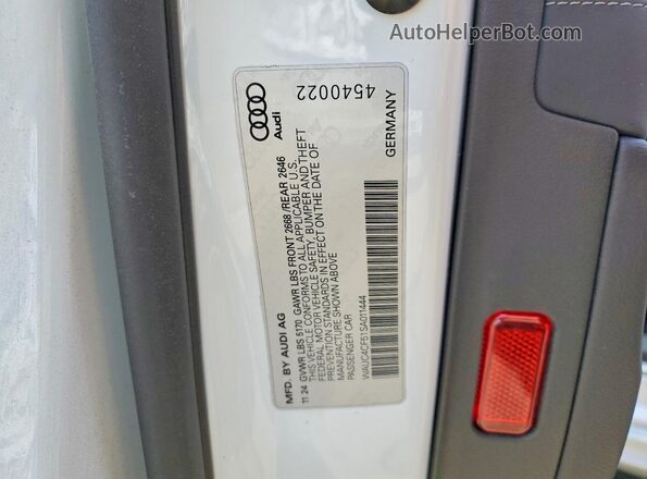 WAUC4CF51SA011444 2025 AUDI S5 White Widok komory silnika