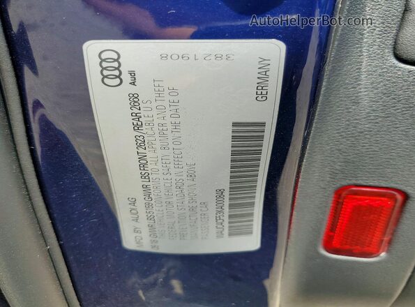 WAUC4CF53KA000848 2019 AUDI S5 Blue ძრავის განყოფილების ხედი