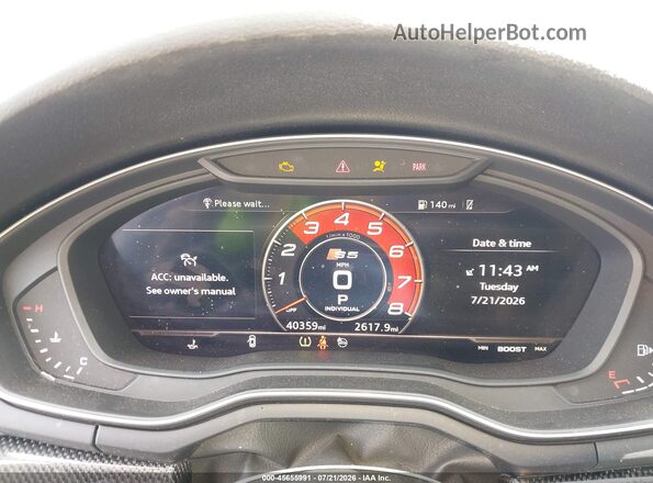 WAUC4DF50KA028113 2019 AUDI S5 Gray უკანა სავარძლების ხედი