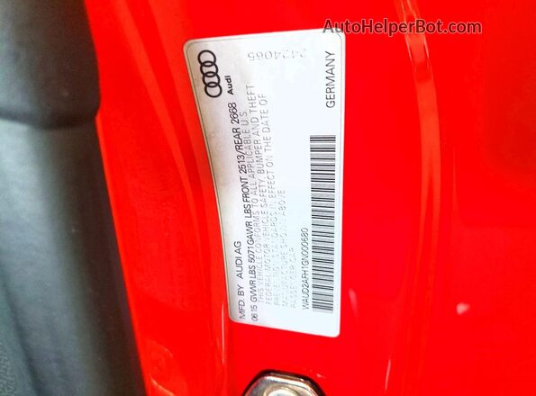 WAUD2AFH1GN000680 2016 AUDI A5 Red Vista del compartimento del motor