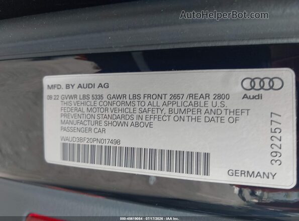 WAUD3BF20PN017498 2023 AUDI A6 Черный Вид подкапотного пространства