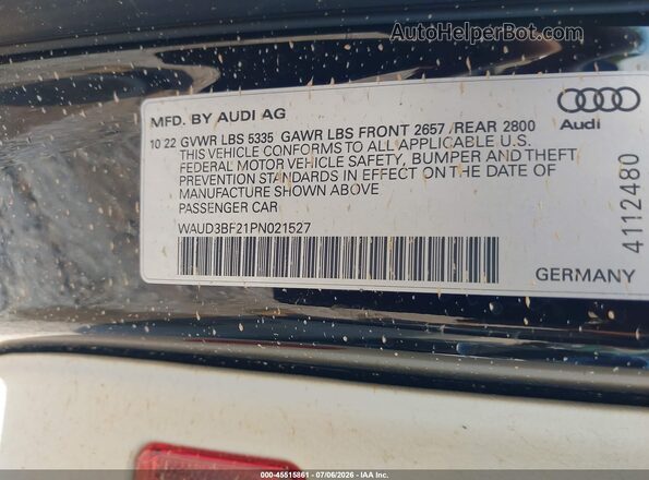 WAUD3BF21PN021527 2023 AUDI A6 Black Вид підкапотного простору