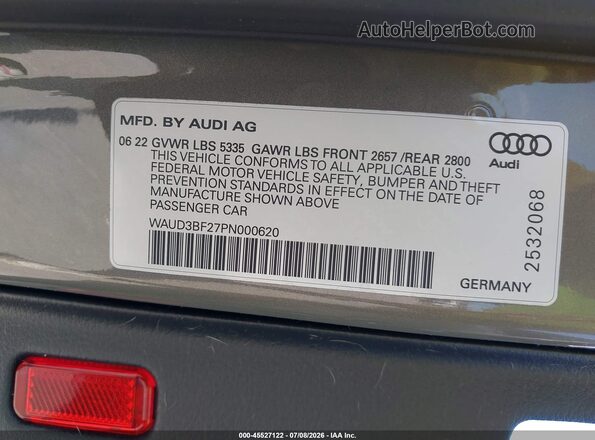 WAUD3BF27PN000620 2023 AUDI A6 Gray Вид підкапотного простору