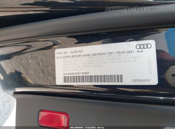 WAUD8AF20KN125687 2019 AUDI A6 Black Շարժիչի բաժամունքի տեսք