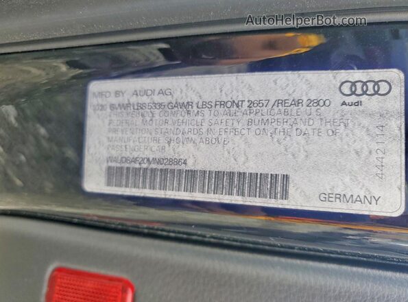 WAUD8AF20MN028864 2021 AUDI A6 Черный Вид наклейки с VIN-кодом