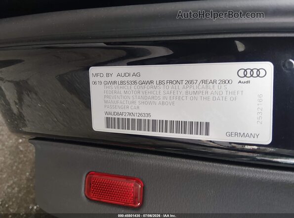 WAUD8AF27KN126335 2019 AUDI A6 Black ძრავის განყოფილების ხედი