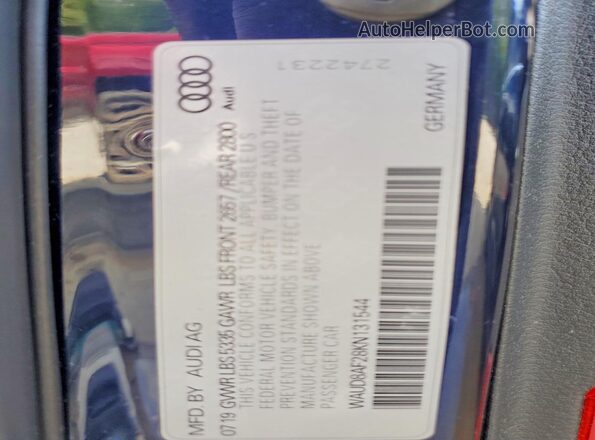 WAUD8AF28KN131544 2019 AUDI A6 Blue Вид підкапотного простору