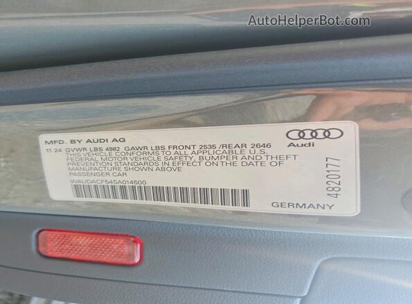WAUDACF54SA014500 2025 AUDI A5 Gray ძრავის განყოფილების ხედი