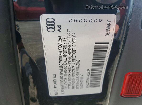 WAUDACF56SA008018 2025 AUDI A5 Black VIN კოდის სტიკერის ხედი