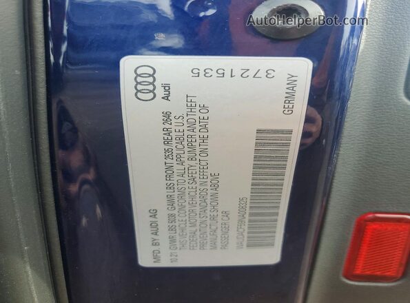 WAUDACF59NA008325 2022 AUDI A5 Blue Engine compartment view