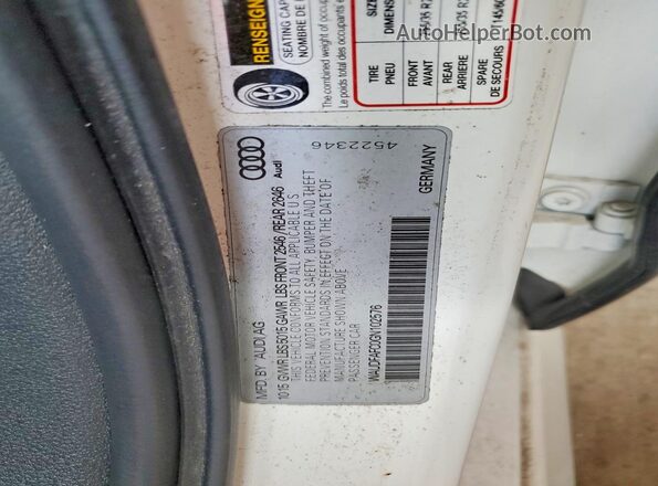 WAUDFAFC0GN102576 2016 AUDI A6 White ძრავის განყოფილების ხედი