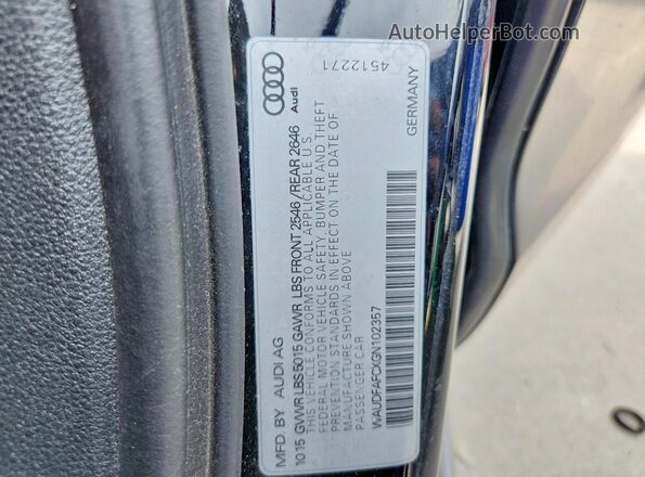 WAUDFAFCXGN102357 2016 AUDI A6 Black VIN კოდის სტიკერის ხედი