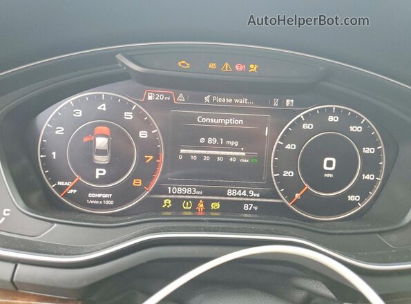 WAUDNAF42JA215035 2018 AUDI A4 Gray Вид щитка приладів