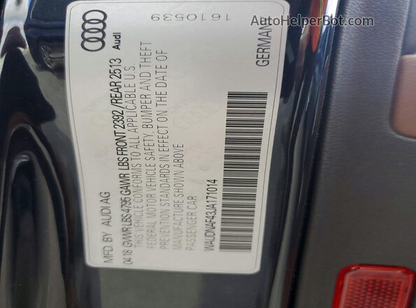 WAUDNAF43JA171014 2018 AUDI A4 Black Շարժիչի բաժամունքի տեսք