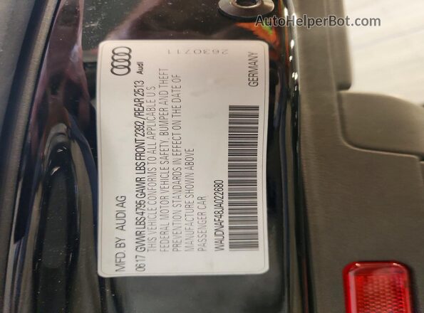 WAUDNAF48JA022680 2018 AUDI A4 Black VIN կոդի պիտակի տեսք