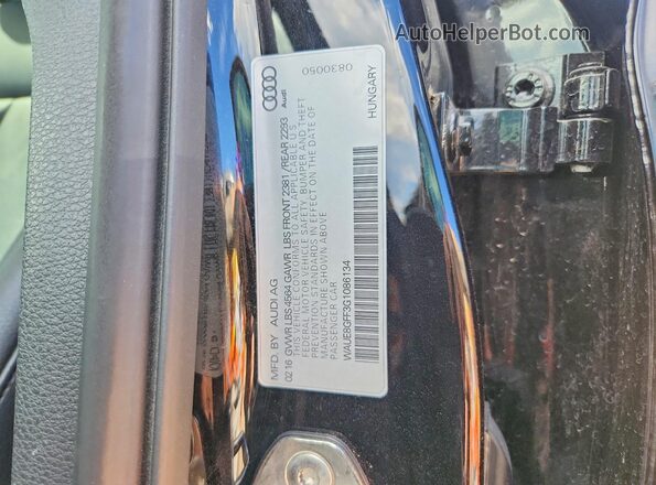 WAUE8GFF3G1086134 2016 AUDI A3 Black Вид підкапотного простору