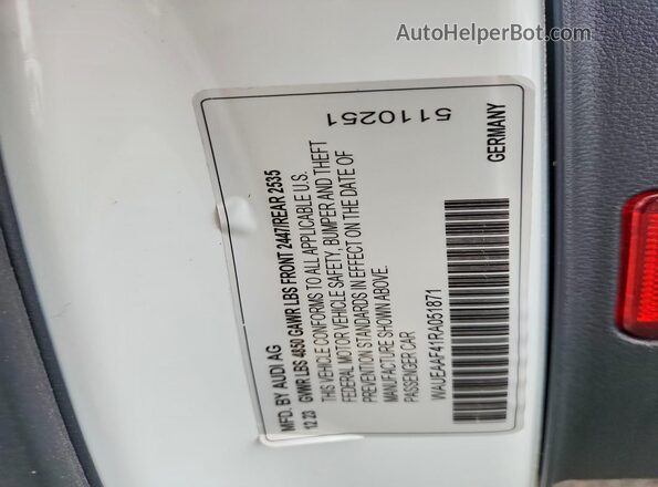 WAUEAAF41RA051871 2024 AUDI A4 Белый Вид подкапотного пространства