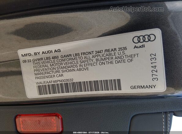 WAUEAAF46PN003532 2023 AUDI A4 Silver Շարժիչի բաժամունքի տեսք