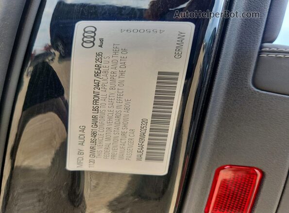 WAUEAAF49MA025320 2021 AUDI A4 Black Շարժիչի բաժամունքի տեսք
