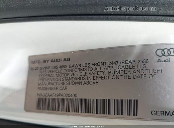 WAUEAAF49PA020400 2023 AUDI A4 White Engine compartment view