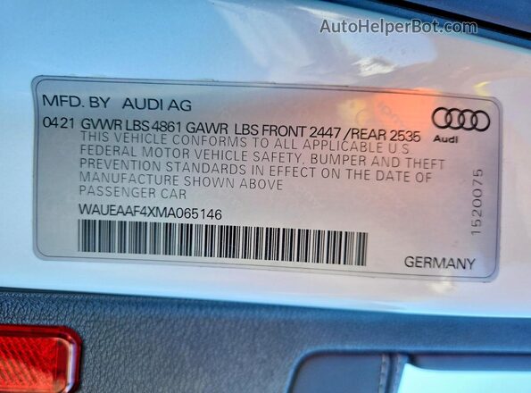 WAUEAAF4XMA065146 2021 AUDI A4 Белый Вид подкапотного пространства