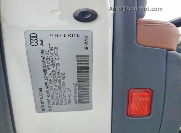 WAUEACF52PA016533 2023 AUDI A5 White Вид наклейки з VIN-кодом