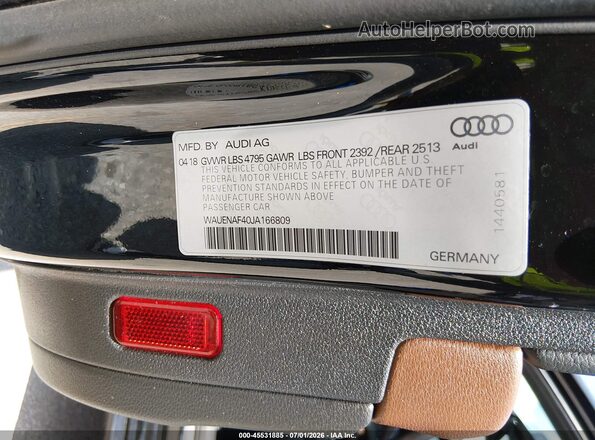 WAUENAF40JA166809 2018 AUDI A4 Black Vista del compartimento del motor