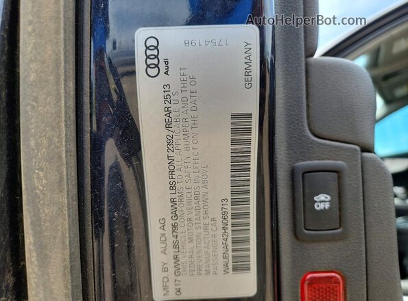 WAUENAF42HN069713 2017 AUDI A4 Blue Widok komory silnika