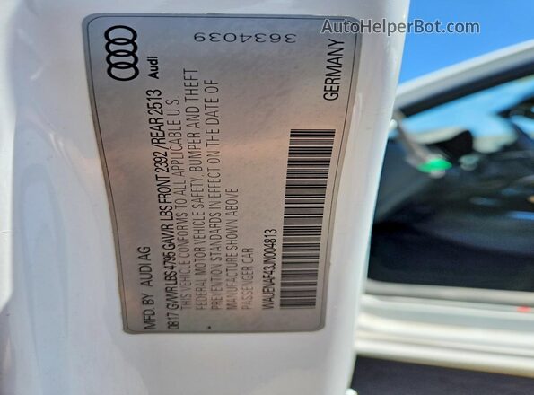 WAUENAF43JN004813 2018 AUDI A4 White Engine compartment view