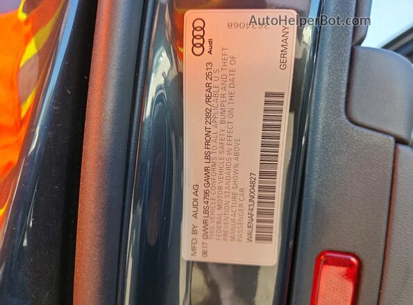 WAUENAF43JN004827 2018 AUDI A4 Black Вид наклейки з VIN-кодом