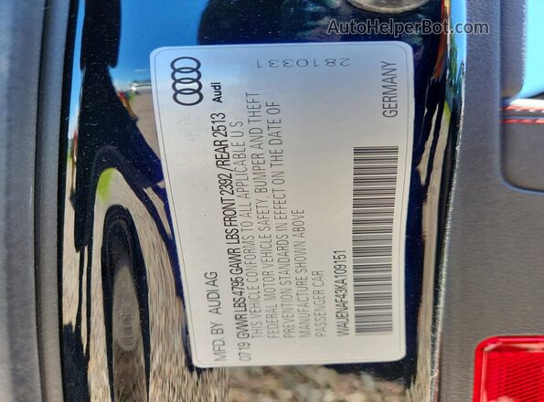 WAUENAF43KA109151 2019 AUDI A4 Black Widok komory silnika