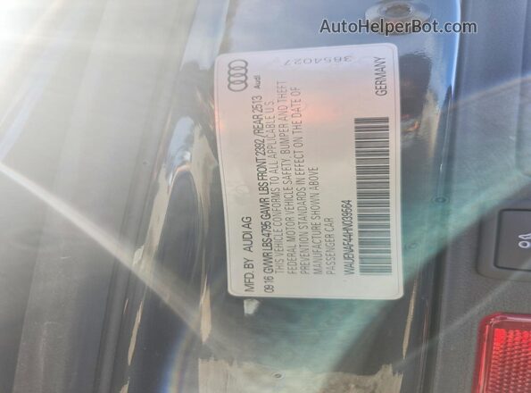 WAUENAF44HN039564 2017 AUDI A4 Gray VIN კოდის სტიკერის ხედი