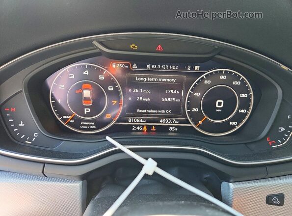 WAUENAF44JN020048 2018 AUDI A4 White Instrument cluster view