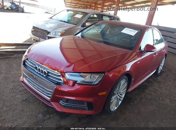 WAUENAF45JA069525 2018 AUDI A4 Red Առջևի ձախ երեք քառորդ տեսարան