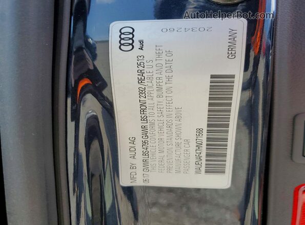 WAUENAF47HN071568 2017 AUDI A4 Blue VIN կոդի պիտակի տեսք