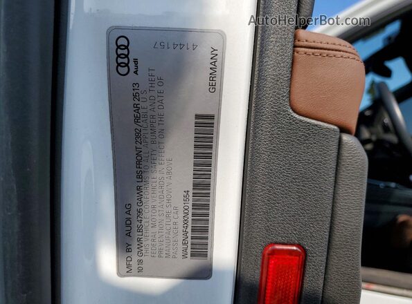 WAUENAF4XKN001554 2019 AUDI A4 White Widok komory silnika