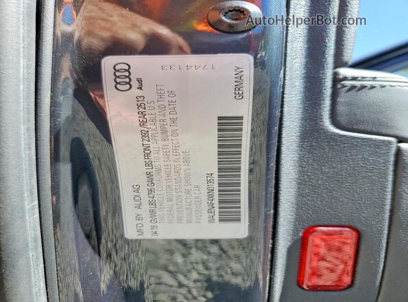 WAUENAF4XKN013574 2019 AUDI A4 Charcoal Vista de la etiqueta del VIN