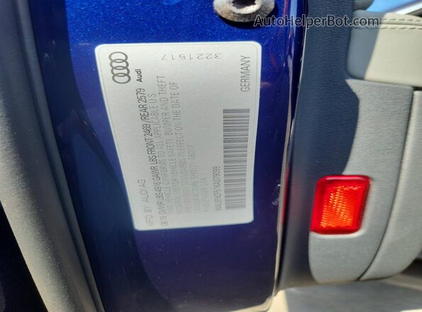 WAUENCF51KA079099 2019 AUDI A5 Blue VIN sticker view