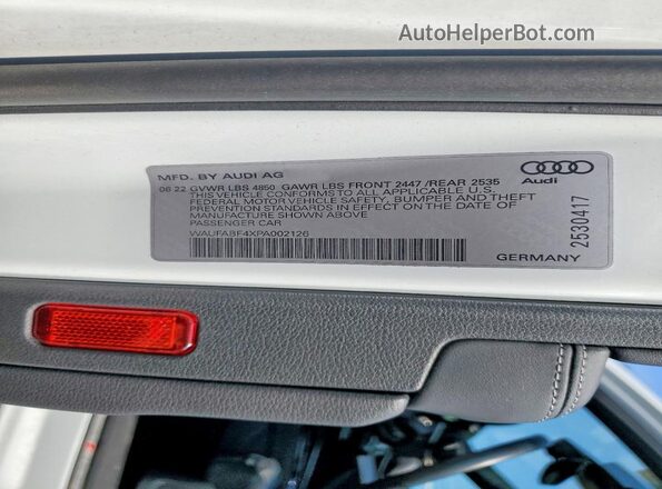 WAUFABF4XPA002126 2023 AUDI A4 White Вид наклейки з VIN-кодом