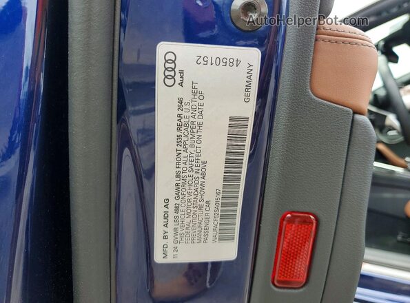 WAUFACF52SA015167 2025 AUDI A5 Blue Вид підкапотного простору