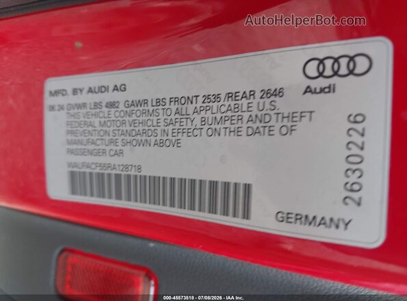WAUFACF55RA128718 2024 AUDI OTHER Red Շարժիչի բաժամունքի տեսք