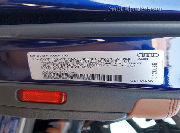 WAUFACF57SA001653 2025 AUDI A5 Blue Շարժիչի բաժամունքի տեսք