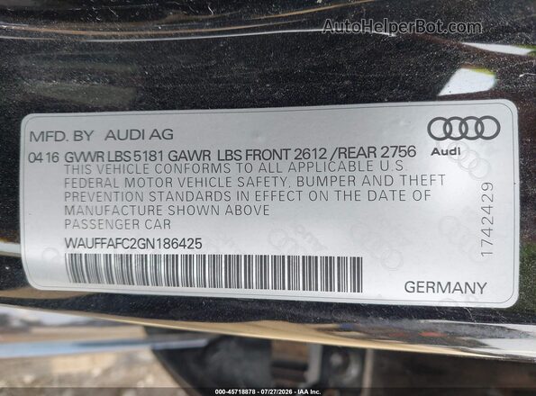 WAUFFAFC2GN186425 2016 AUDI A6 Black Widok komory silnika