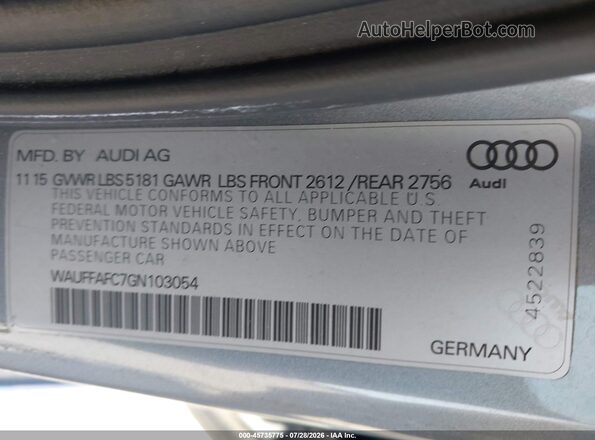 WAUFFAFC7GN103054 2016 AUDI A6 Silver Engine compartment view