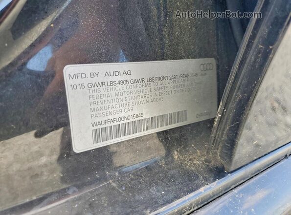 WAUFFAFL0GN015849 2016 AUDI A4 Black VIN კოდის სტიკერის ხედი
