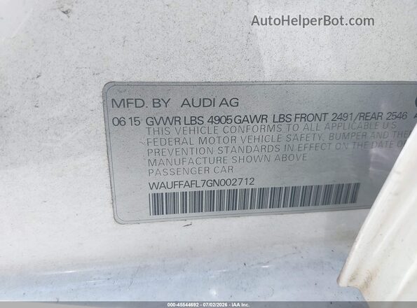 WAUFFAFL7GN002712 2016 AUDI A4 White Widok komory silnika