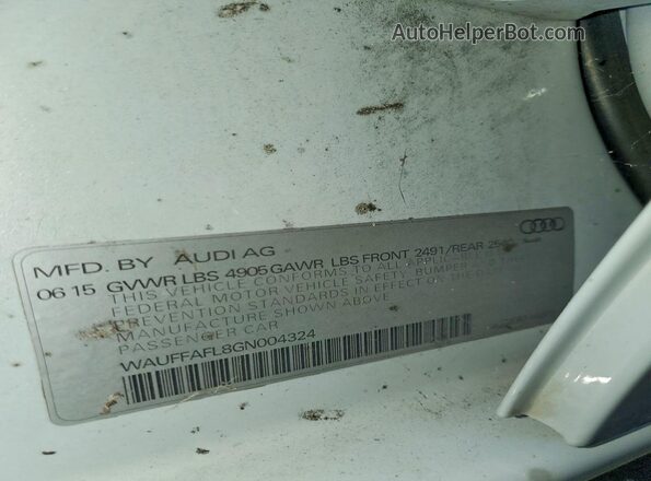 WAUFFAFL8GN004324 2016 AUDI A4 White Вид підкапотного простору