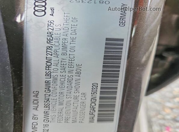 WAUFGAFCXGN150320 2016 AUDI A6 Серый Вид подкапотного пространства