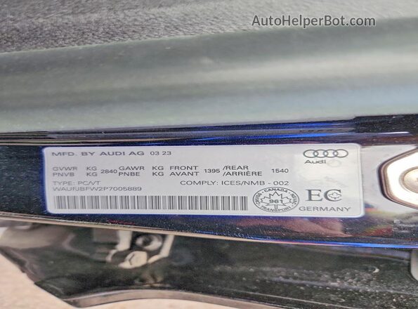 WAUFJBFW2P7005889 2023 AUDI E-TRON Black Вид наклейки з VIN-кодом