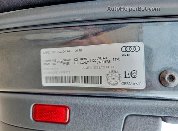 WAUFNCF57JA075772 2018 AUDI A5 Gray Engine compartment view